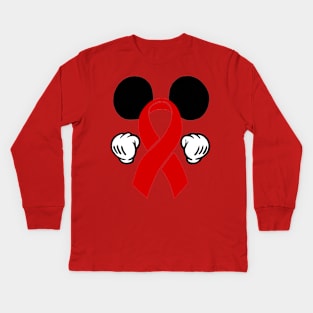 Mouse ears Awareness Ribbon (Red) Kids Long Sleeve T-Shirt